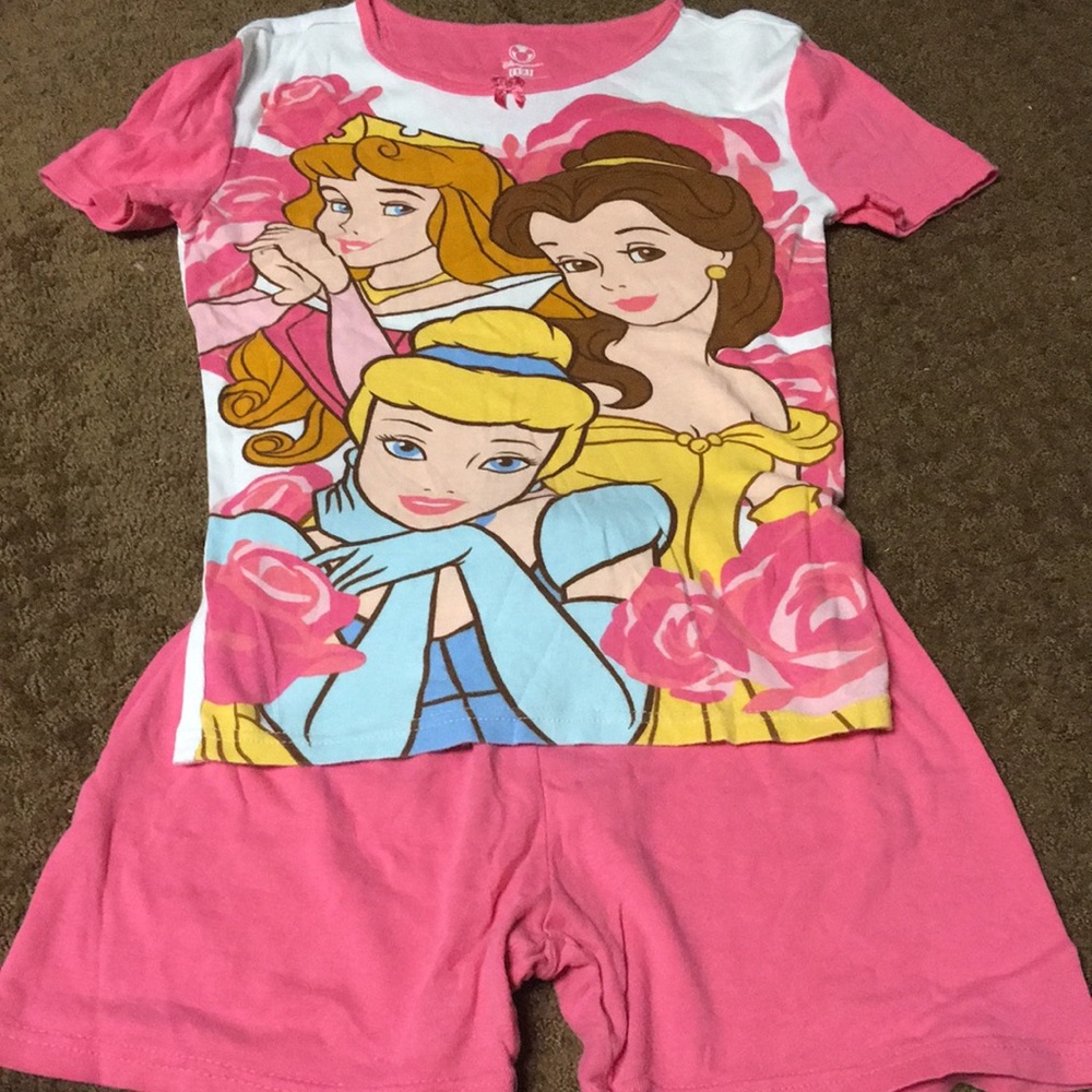 Cinderella Belle Aurora size 12 princess pjs EUC 2 piece pajamas Disney